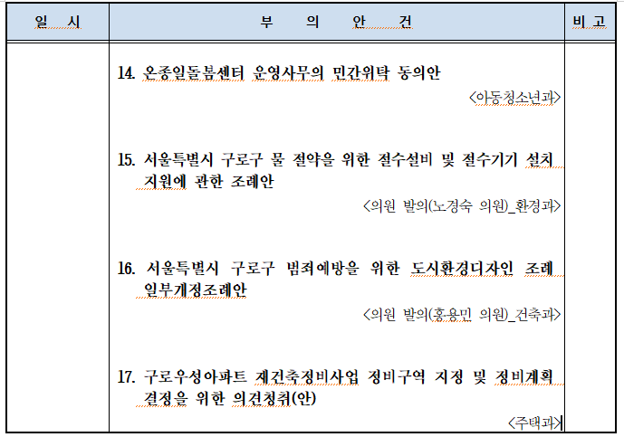 '제330회 임시회 의사일정' 게시글의 사진(7) '제330회 임시회 복지건설위원회 의사일정 2.png'